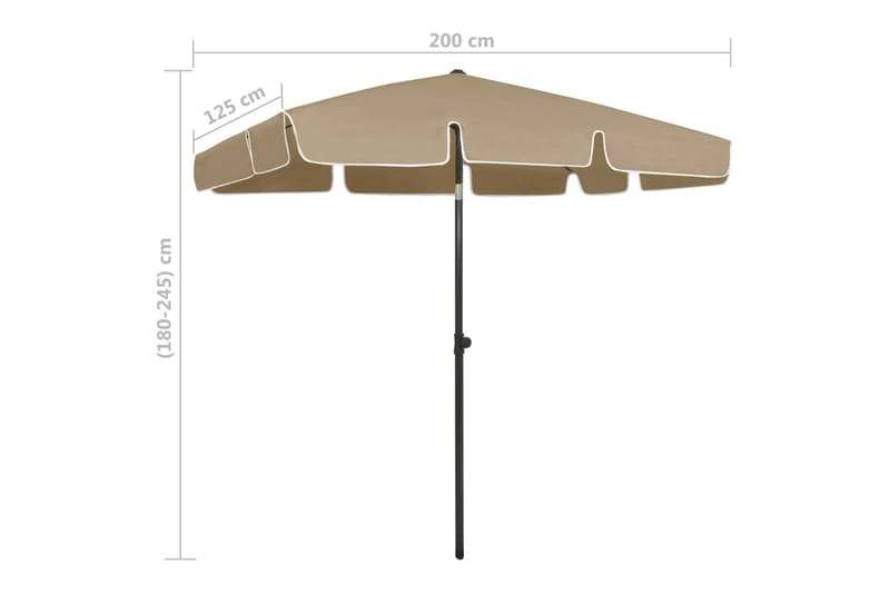 Strandparasoll gråbrun 200x125 cm - Taupe - Hagemøbler - Solbeskyttelse - Parasoller