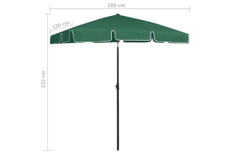 Strandparasoll grønn 180x120 cm - grønn - Hagemøbler - Solbeskyttelse - Parasoller