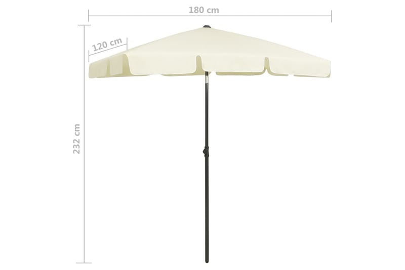Strandparasoll sandgul 180x120 cm - Gul - Hagemøbler - Solbeskyttelse - Parasoller