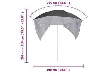 Strandparasoll med sidevegger antrasitt 215 cm - Antrasittgrå - Hagemøbler - Solbeskyttelse - Parasoller - Strandparasoll
