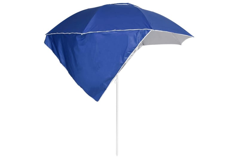 Strandparasoll med sidevegger blå 215 cm - Blå - Hagemøbler - Solbeskyttelse - Parasoller - Strandparasoll