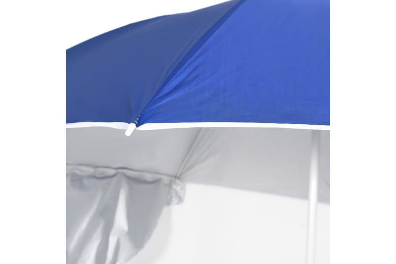 Strandparasoll med sidevegger blå 215 cm - Blå - Hagemøbler - Solbeskyttelse - Parasoller - Strandparasoll