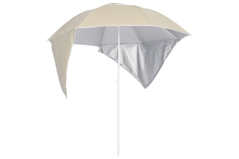 Strandparasoll med sidevegger sand 215 cm - Gul - Hagemøbler - Solbeskyttelse - Parasoller - Strandparasoll