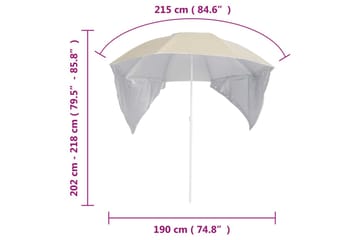 Strandparasoll med sidevegger sand 215 cm - Gul - Hagemøbler - Solbeskyttelse - Parasoller - Strandparasoll