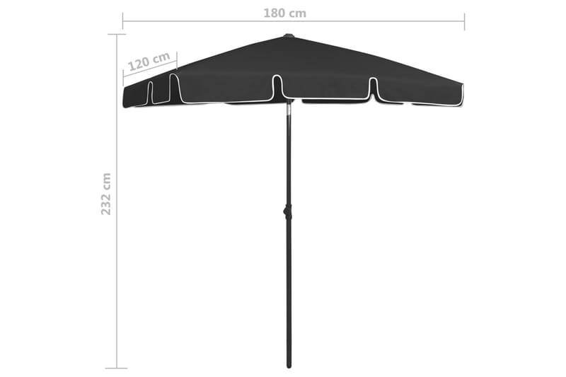 Strandparasoll svart 180x120 cm - Svart - Parasoller