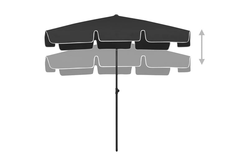 Strandparasoll svart 200x125 cm - Svart - Parasoller