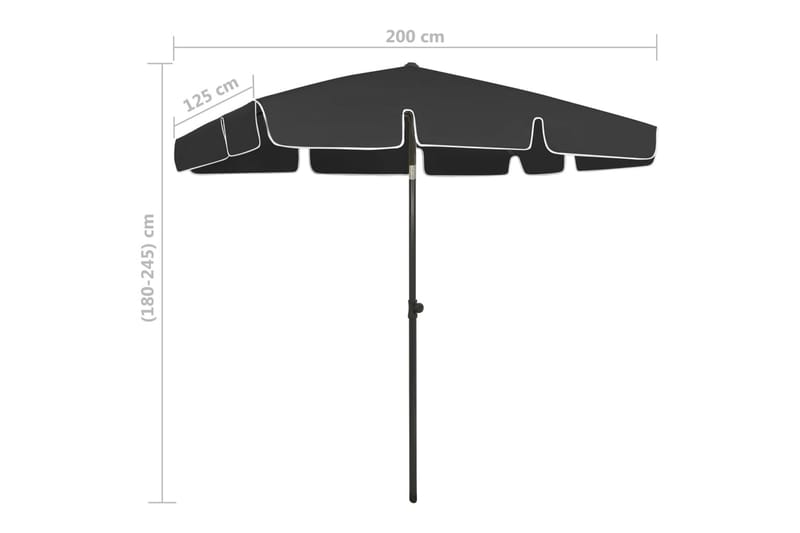 Strandparasoll svart 200x125 cm - Svart - Parasoller