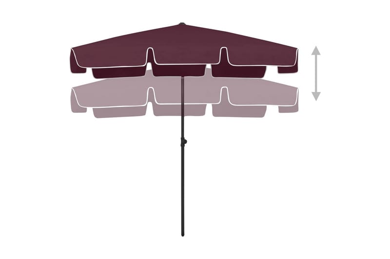 Strandparasoll vinrød 200x125 cm - Rød - Hagemøbler - Solbeskyttelse - Parasoller
