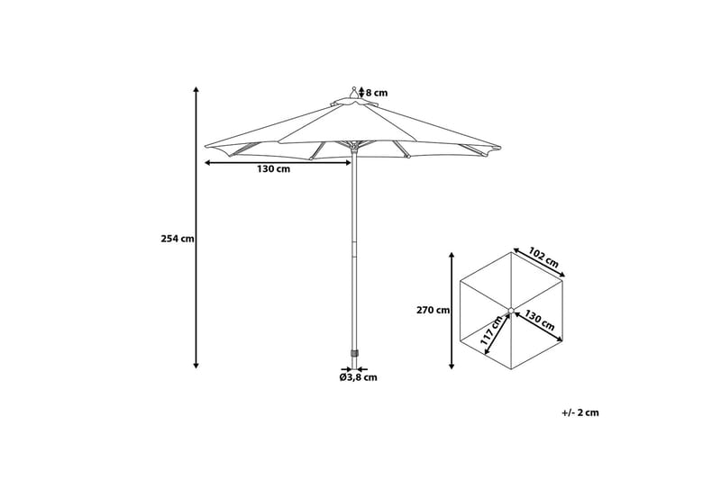 Tuscany Ii Parasoll 254 cm - Blå - Hagemøbler - Solbeskyttelse - Parasoller - Balkongparasoll