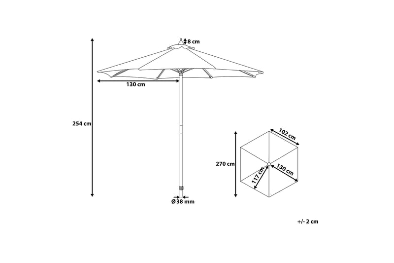 Tuscany Ii Parasoll 254 cm - Rød - Hagemøbler - Solbeskyttelse - Parasoller - Balkongparasoll