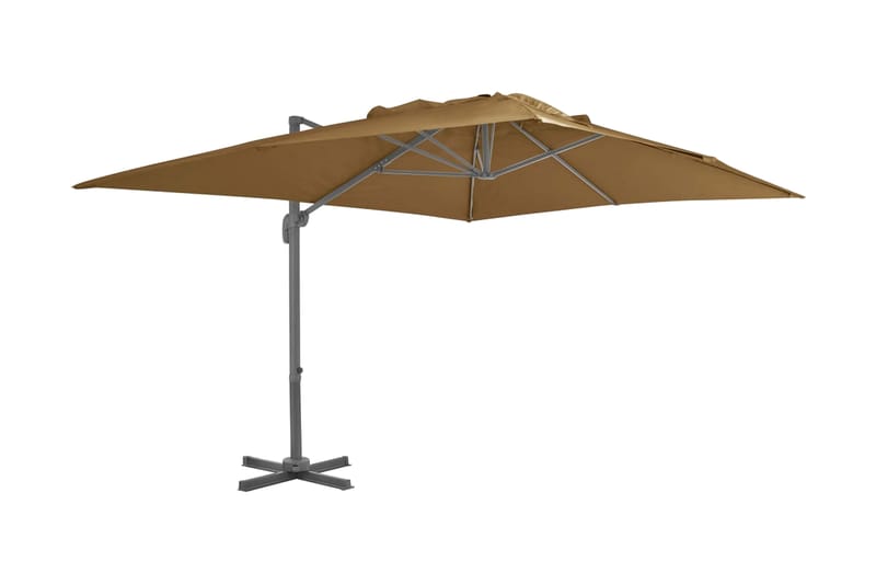 Utendørs parasoll med brbar base gråbrun - Parasoller