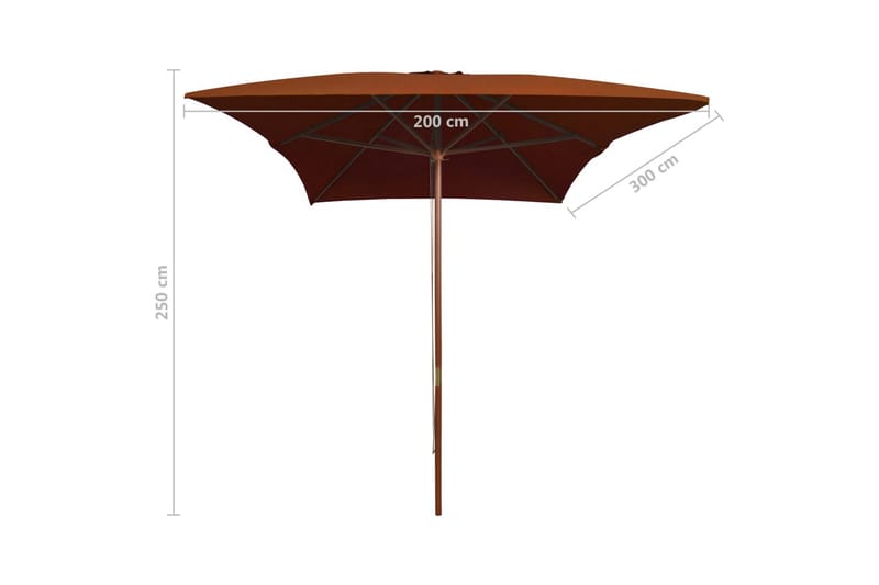 Utendørs parasoll med trestang terrakotta 200x300 cm - Brun - Hagemøbler - Solbeskyttelse - Parasoller