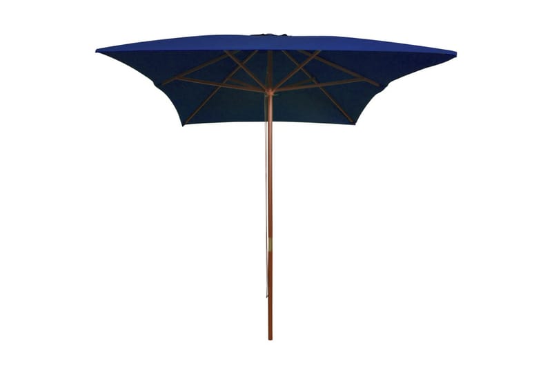 Utendørs parasoll med trestang svart 200x300 cm - Blå - Hagemøbler - Solbeskyttelse - Parasoller