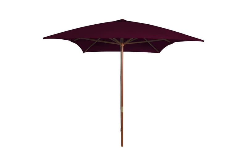 Utendørs parasoll med trestang vinrød 200x300 cm - Rød - Hagemøbler - Solbeskyttelse - Parasoller