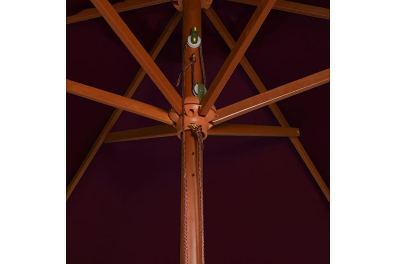 Utendørs parasoll med trestang vinrød 200x300 cm - Rød - Parasoller