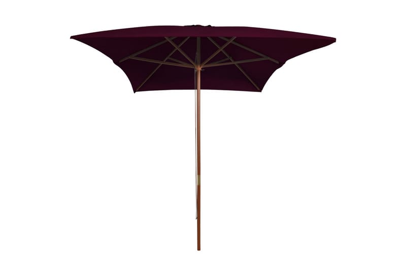 Utendørs parasoll med trestang vinrød 200x300 cm - Rød - Hagemøbler - Solbeskyttelse - Parasoller