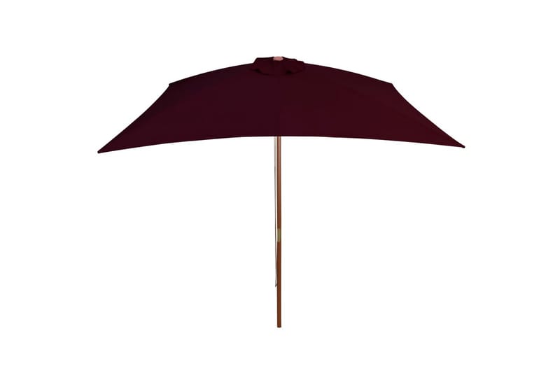 Utendørs parasoll med trestang vinrød 200x300 cm - Rød - Hagemøbler - Solbeskyttelse - Parasoller