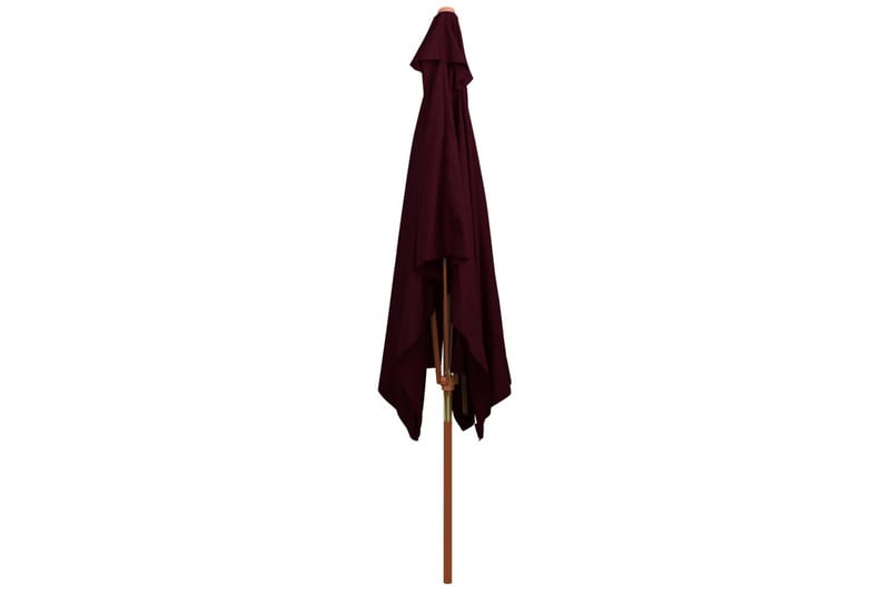 Utendørs parasoll med trestang vinrød 200x300 cm - Rød - Hagemøbler - Solbeskyttelse - Parasoller