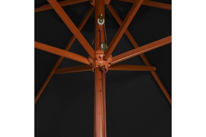 Utendørs parasoll med trestang svart 200x300 cm - Svart - Hagemøbler - Solbeskyttelse - Parasoller