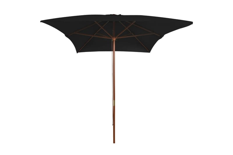 Utendørs parasoll med trestang svart 200x300 cm - Svart - Hagemøbler - Solbeskyttelse - Parasoller