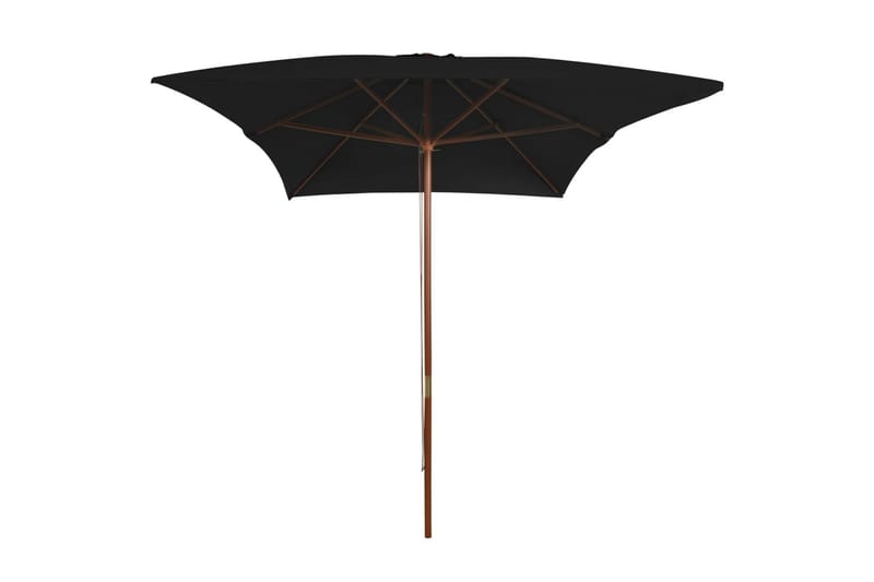 Utendørs parasoll med trestang svart 200x300 cm - Svart - Parasoller