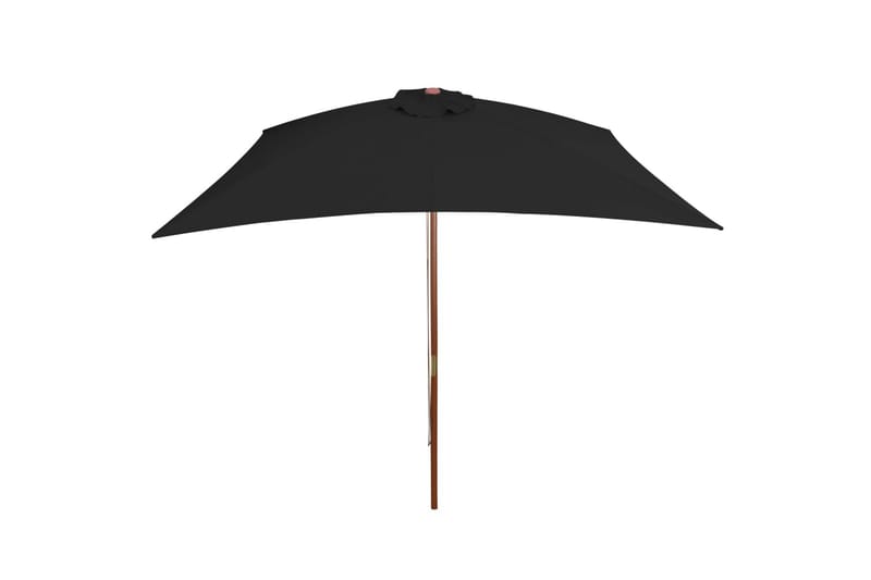 Utendørs parasoll med trestang svart 200x300 cm - Svart - Hagemøbler - Solbeskyttelse - Parasoller