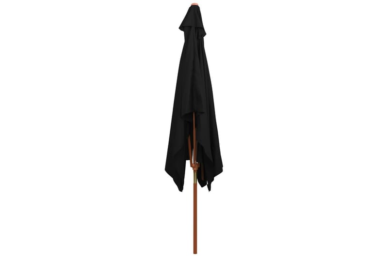 Utendørs parasoll med trestang svart 200x300 cm - Svart - Hagemøbler - Solbeskyttelse - Parasoller