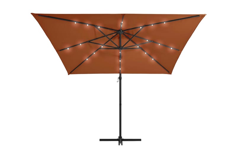 Utendørs parasoll med LED-lys terrakotta 250x250 cm - Rød - Hagemøbler - Solbeskyttelse - Parasoller
