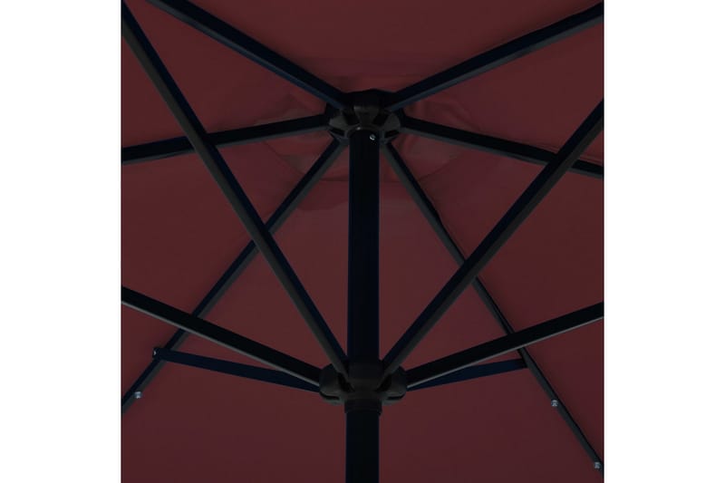 Utendørs parasoll med LED-lys og stålstang 300 cm vinrød - Rød - Parasoller