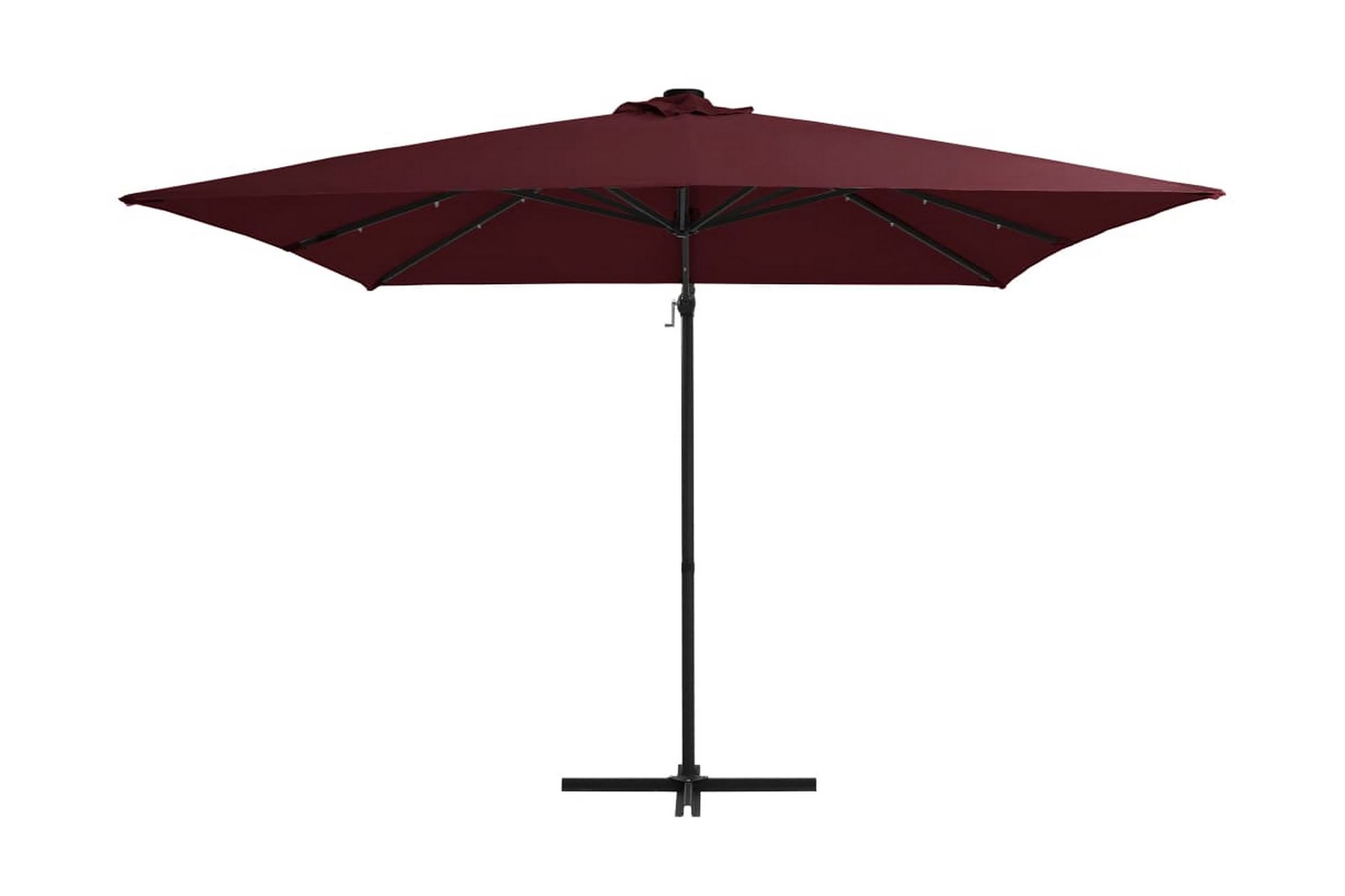 Utendørs parasoll med LED-lys vinrød 250x250 cm - Rød - Hagemøbler - Solbeskyttelse - Parasoller