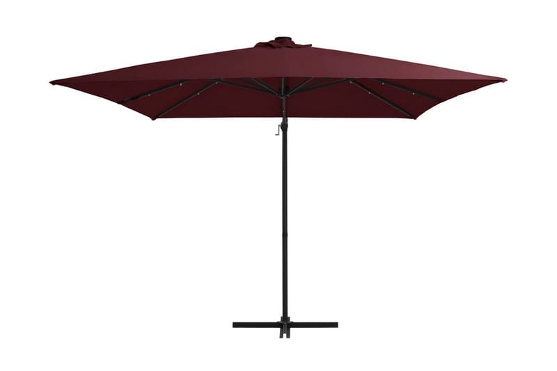 Utendørs parasoll med LED-lys vinrød 250x250 cm - Rød - Hagemøbler - Solbeskyttelse - Parasoller