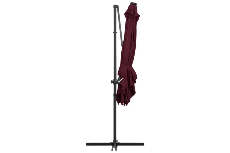 Utendørs parasoll med LED-lys vinrød 250x250 cm - Rød - Hagemøbler - Solbeskyttelse - Parasoller