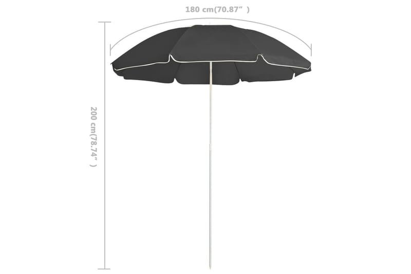 Utendørs parasoll med stålstang antrasitt 180 cm - Antrasittgrå - Parasoller