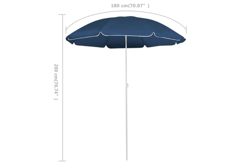Utendørs parasoll med stålstang blå 180 cm - Blå - Hagemøbler - Solbeskyttelse - Parasoller