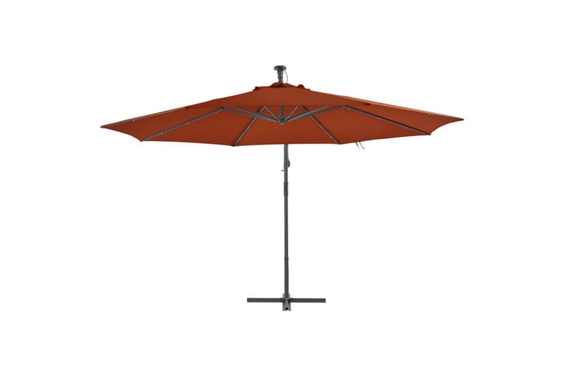Utendørs parasoll med LED-lys terrakotta 350 cm - Parasoller