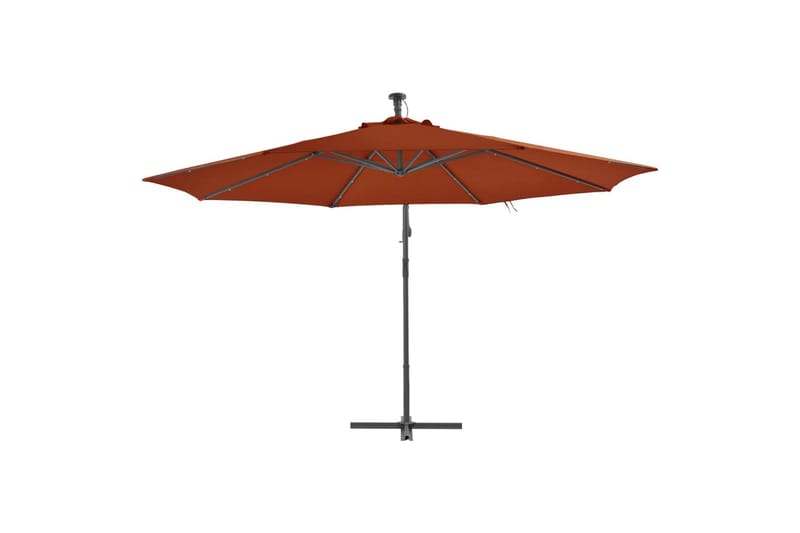 Utendørs parasoll med LED-lys terrakotta 350 cm - Hagemøbler - Solbeskyttelse - Parasoller