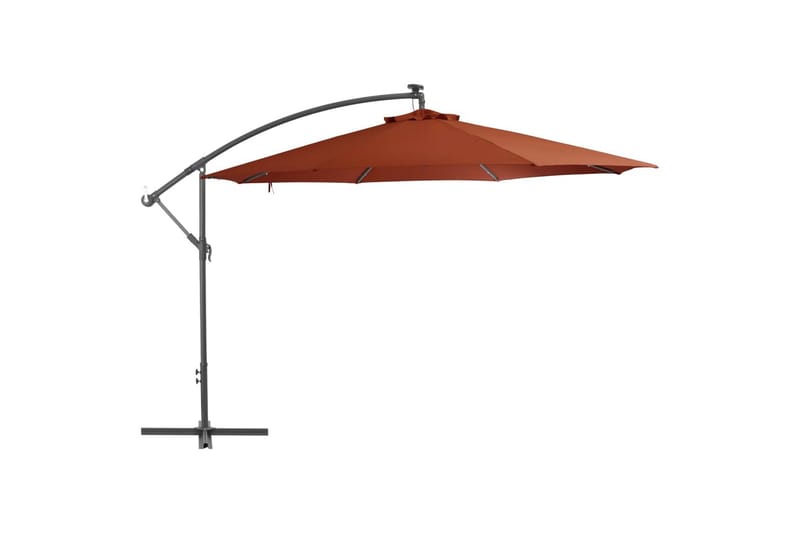 Utendørs parasoll med LED-lys terrakotta 350 cm - Hagemøbler - Solbeskyttelse - Parasoller