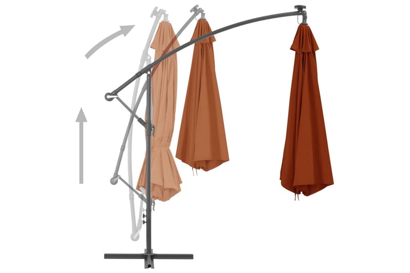 Utendørs parasoll med LED-lys terrakotta 350 cm - Hagemøbler - Solbeskyttelse - Parasoller