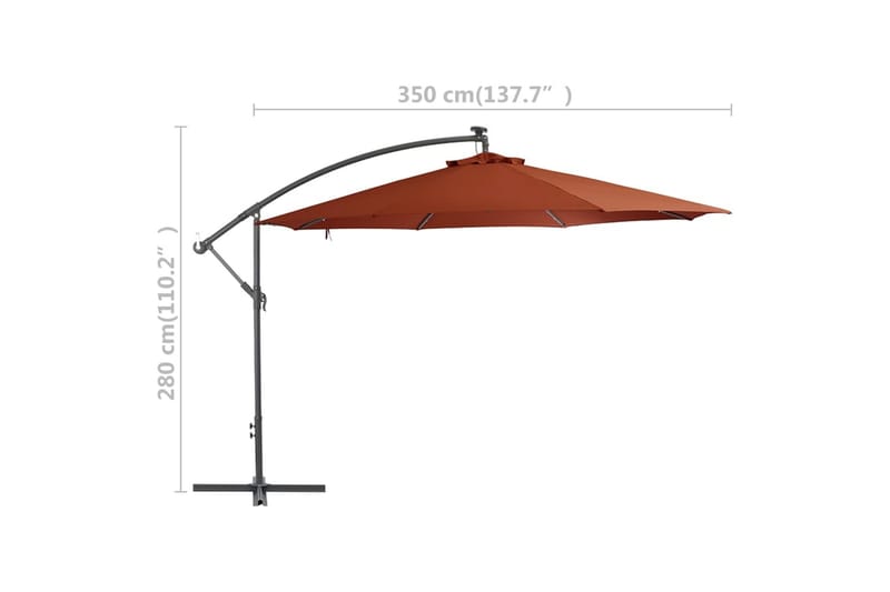 Utendørs parasoll med LED-lys terrakotta 350 cm - Hagemøbler - Solbeskyttelse - Parasoller