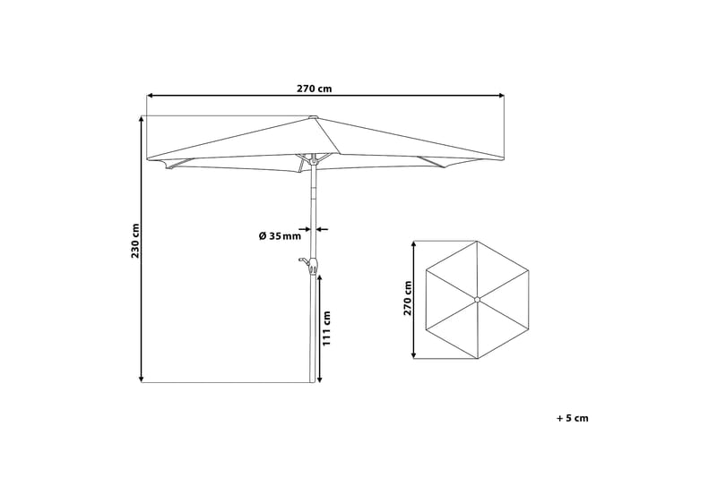 Varese Ii Parasoll 230 cm - Lysegrå - Parasoller