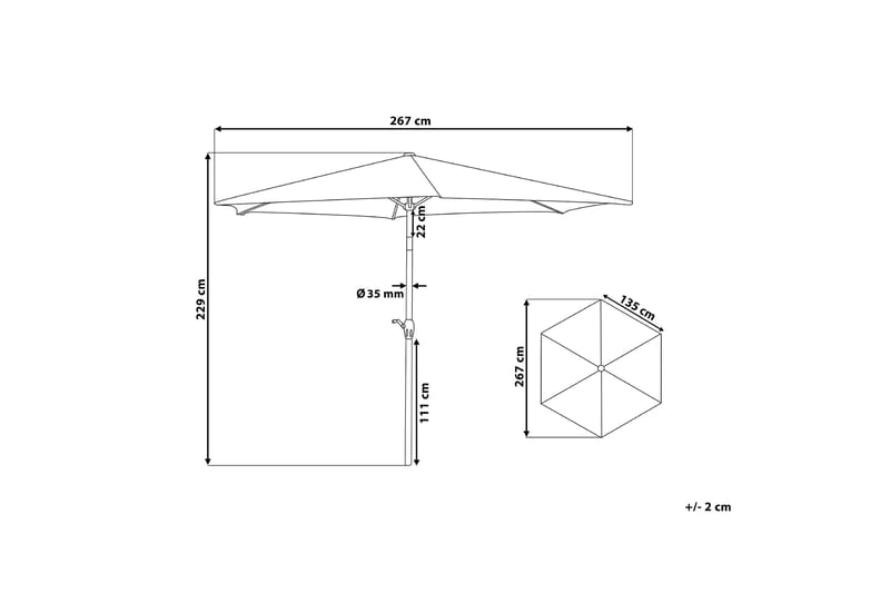 Varese Parasoll 230 cm - Grå - Hagemøbler - Solbeskyttelse - Parasoller