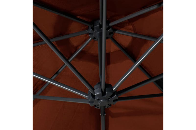 Veggmontert parasoll med metallstang 300 cm terrakotta - Brun - Hagemøbler - Solbeskyttelse - Parasoller