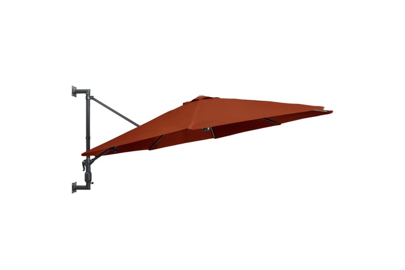 Veggmontert parasoll med metallstang 300 cm terrakotta - Brun - Hagemøbler - Solbeskyttelse - Parasoller