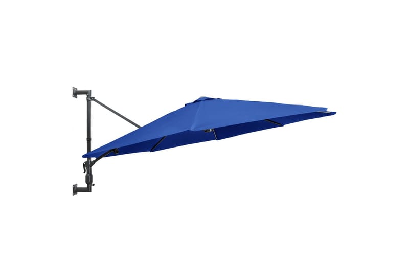 Veggmontert parasoll med metallstang 300 cm blå - Blå - Parasoller