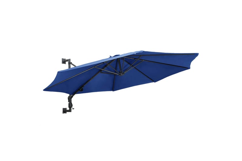 Veggmontert parasoll med metallstang 300 cm blå - Blå - Parasoller