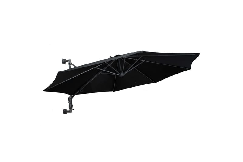 Veggmontert parasoll med metallstang 300 cm svart - Svart - Parasoller