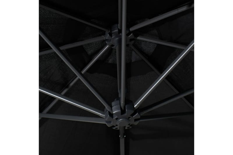Veggmontert parasoll med metallstang 300 cm svart - Svart - Parasoller