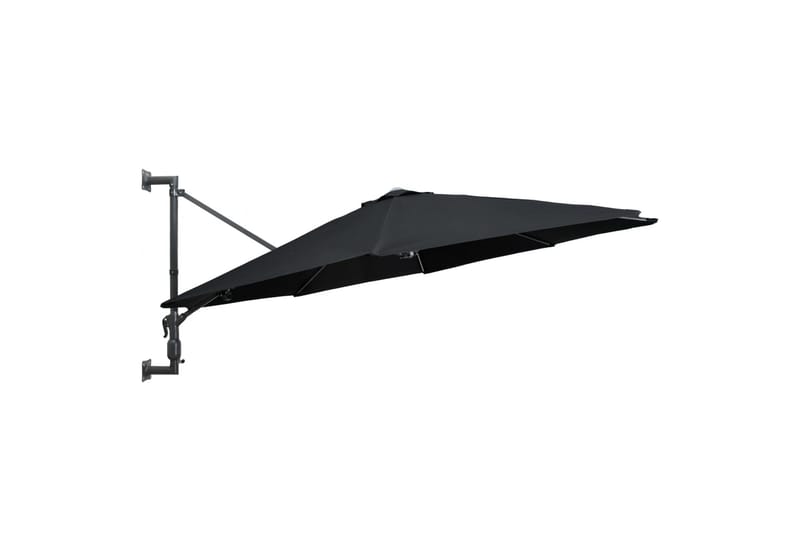 Veggmontert parasoll med metallstang 300 cm svart - Svart - Hagemøbler - Solbeskyttelse - Parasoller