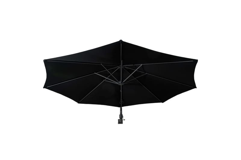 Veggmontert parasoll med metallstang 300 cm svart - Svart - Hagemøbler - Solbeskyttelse - Parasoller