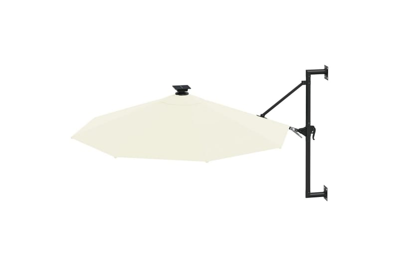 Veggmontert parasoll med LED og metallstolpe 300 cm sand - Krem - Hagemøbler - Solbeskyttelse - Parasoller